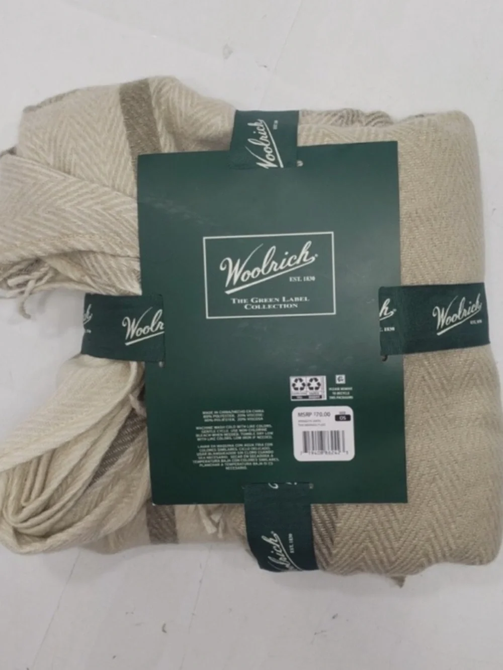 NWT Woolrich Plaid Fringe Blanket Wrap